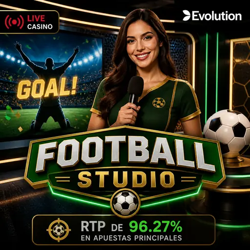 Football Studio de Evolution en estilo live casino con ambientación de fútbol