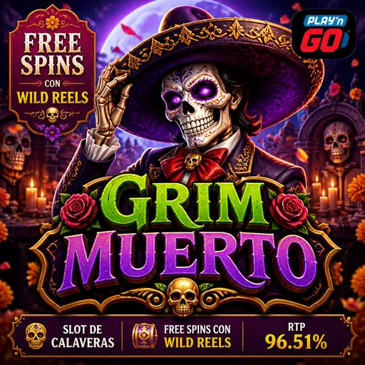Grim Muerto de Play’n GO con calaveras y ambientación de Día de Muertos