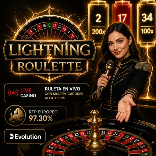 Lightning Roulette de Evolution con ruleta en vivo y efectos de relámpago