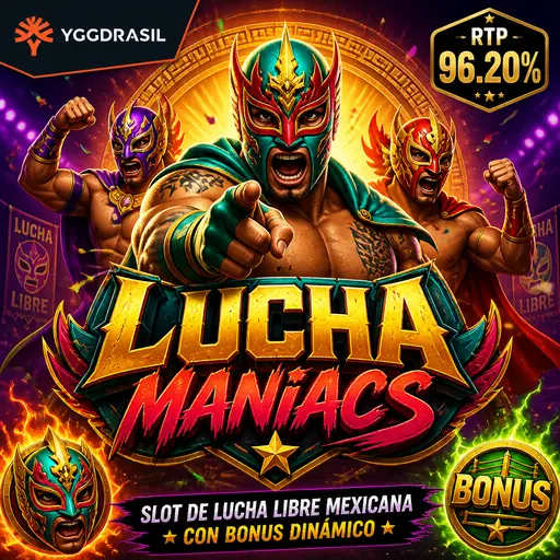 Lucha Maniacs de Yggdrasil con luchadores enmascarados y ring